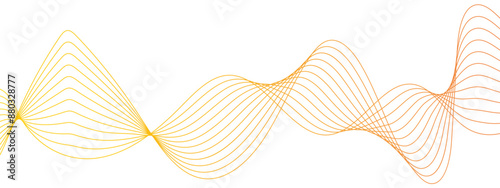 Abstract red and yellow color wavy line pattern art Wave with glittering lines.  Business curve lines in transparent background. Curved wavy lines tech futuristic motion background.