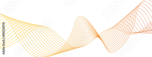 Abstract red and yellow color wavy line pattern art Wave with glittering lines.  Business curve lines in transparent background. Curved wavy lines tech futuristic motion background.