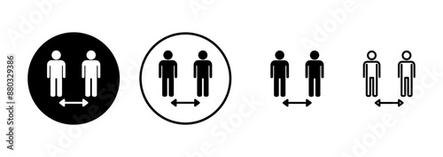 Social distancing icon vector isolated on white background. Keep distance sign. Coronavirus. Social Distancing and Self Quarantine.