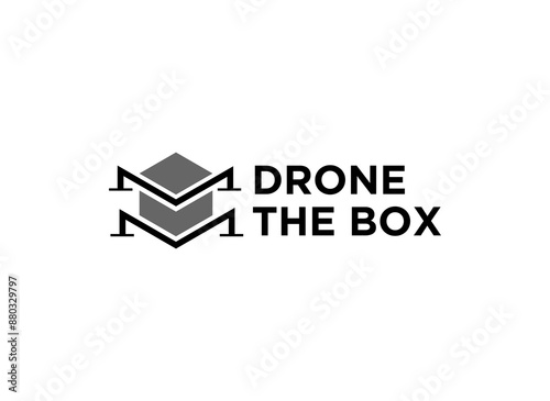 Abstract drone logo and box concept