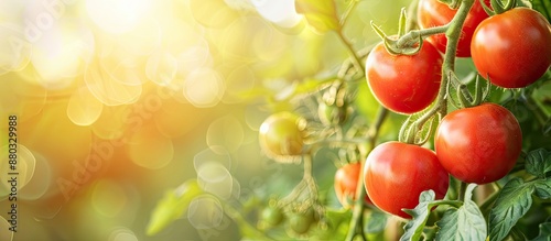Fresh tomatoes growing in a...