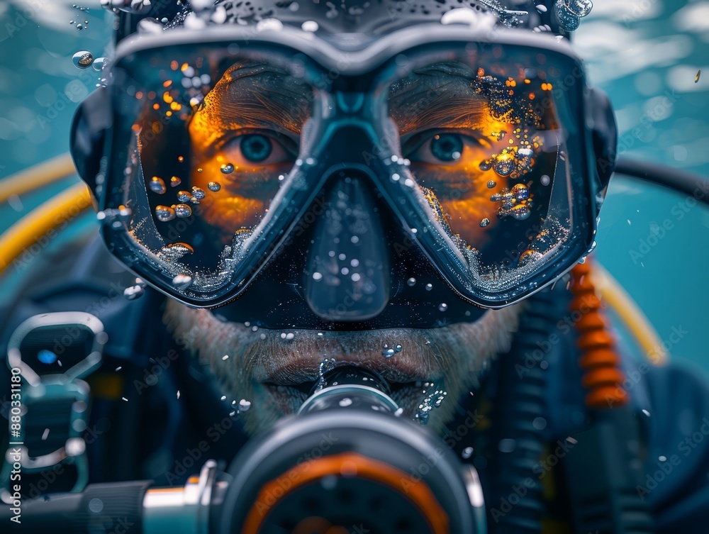 A marine biologist recording observations underwater