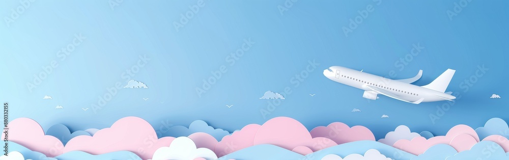 An airplane is flying above the clouds in the sky An airplane is flying above the clouds in the sky
