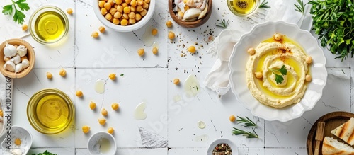 White tiled table with deli...