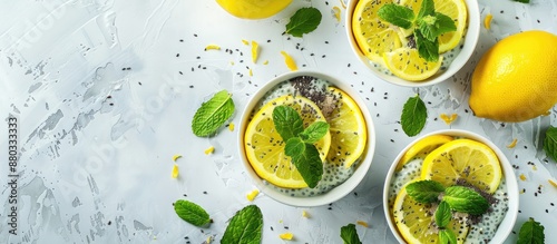 Chia pudding with yellow fr...