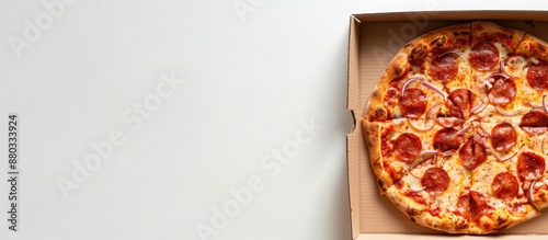 Close up of a pizza box aga...