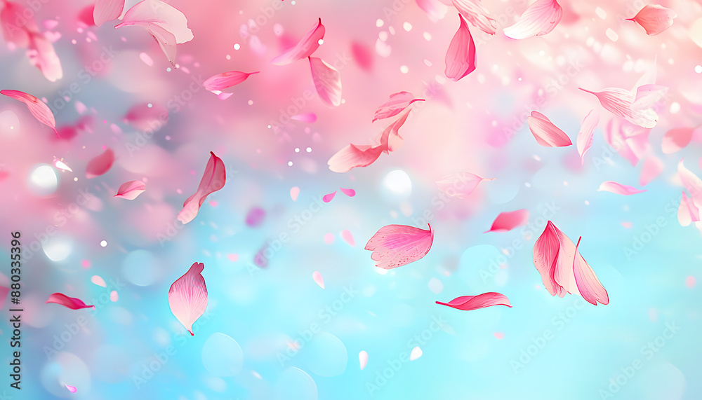 pastel colored background with falling petals, blurred background pastel colored background with falling petals, blurred background