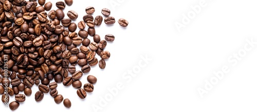 Coffee beans on a white bac...