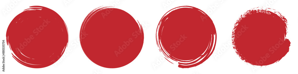 Brush red stroke circle japan sun frame. Hand drawn rough scribble texture effect red circle. Grunge crayon japanese flag stamp. Pencil, marker stroke paint. Brush red stroke circle japan sun frame. Hand drawn rough scribble texture effect red circle. Grunge crayon japanese flag stamp. Pencil, marker stroke paint.