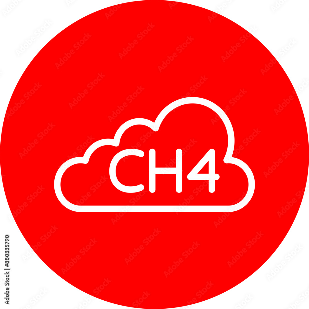 Methane Vector Line White Circle Red Methane Vector Line White Circle Red