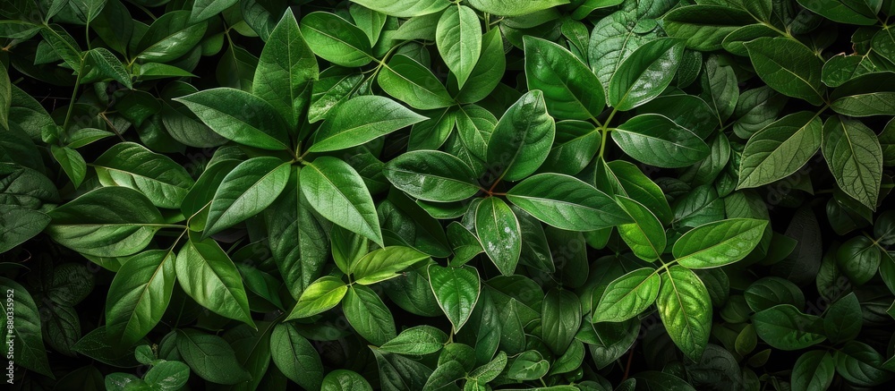 Background with lush thick green leaves providing copy space image Background with lush thick green leaves providing copy space image
