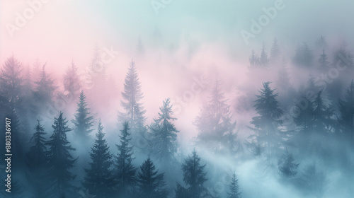 dreamy misty forest with soft light and tranquil atmosphere creating a serene and ethereal visual experience