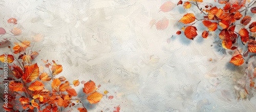 Autumn leaves depicted on a...
