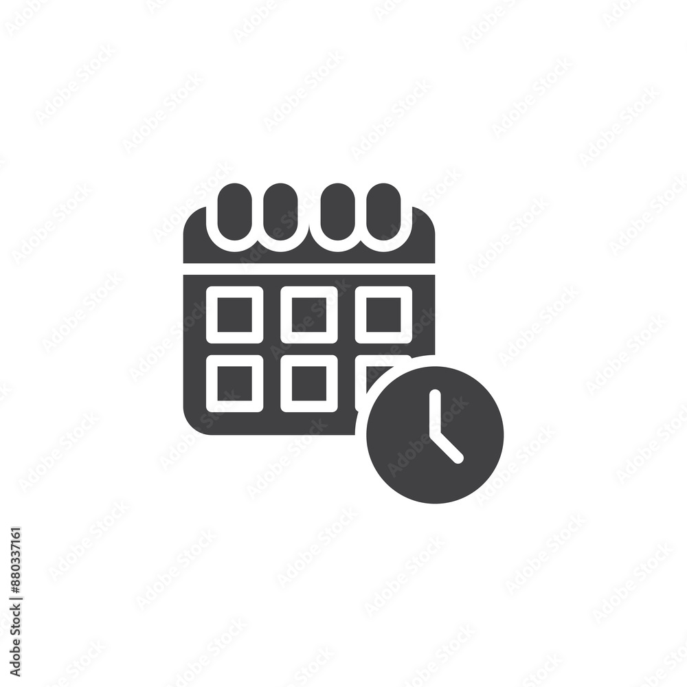Clock with a calendar vector icon Clock with a calendar vector icon