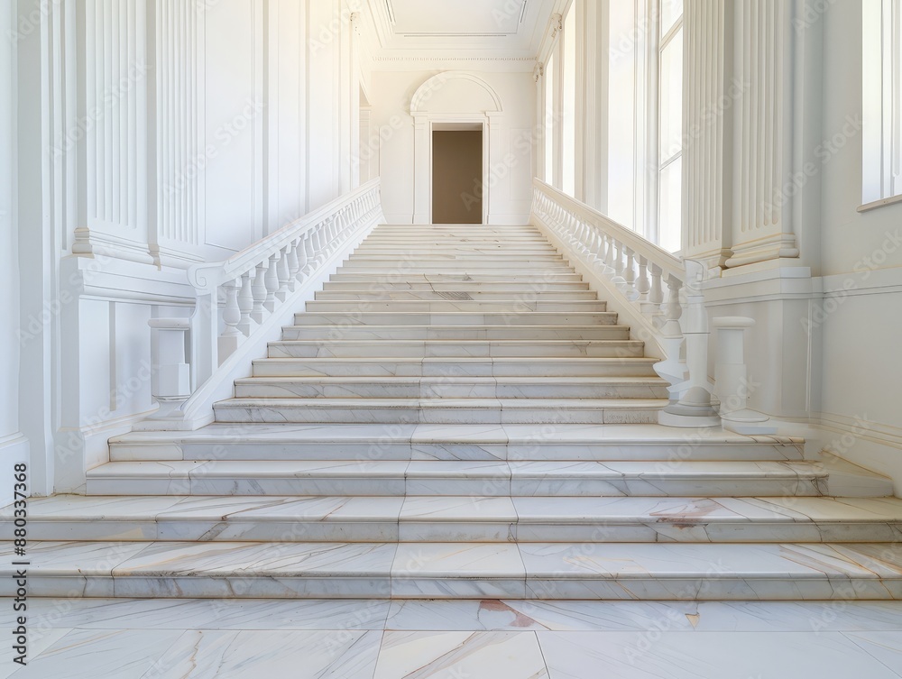 Elegant Fusion of Baroque and Minimalism: Contemporary Interior Staircase with Baroque-Inspired Railings Elegant Fusion of Baroque and Minimalism: Contemporary Interior Staircase with Baroque-Inspired Railings