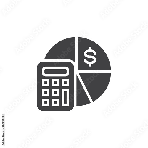 Calculator, a pie chart, and a dollar sign vector icon