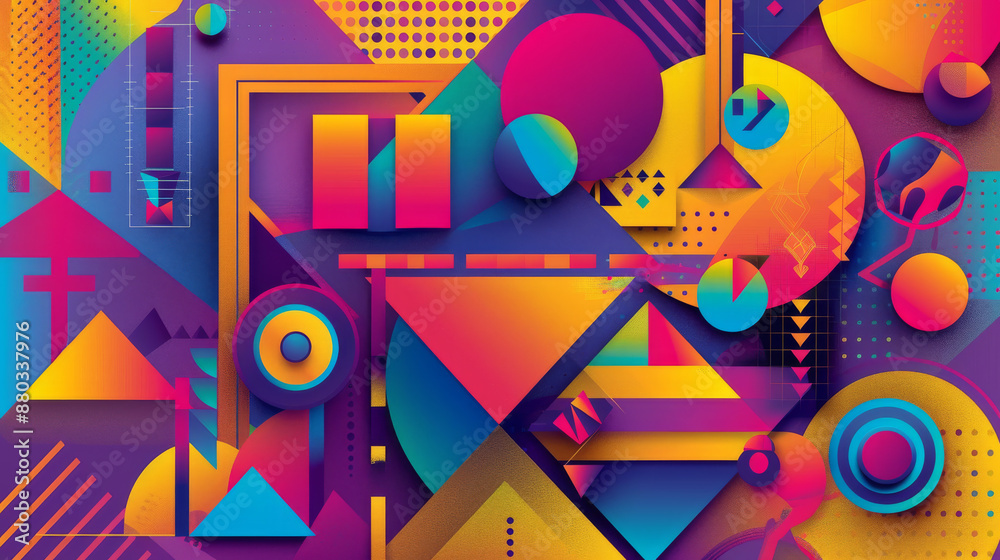 Geometric shapes in vibrant colors. Trendy and unique design elements for print or digital use. Geometric shapes in vibrant colors. Trendy and unique design elements for print or digital use.
