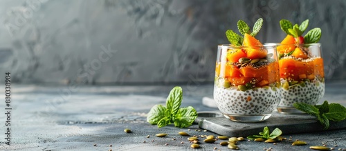 Vegan chia pudding with per...