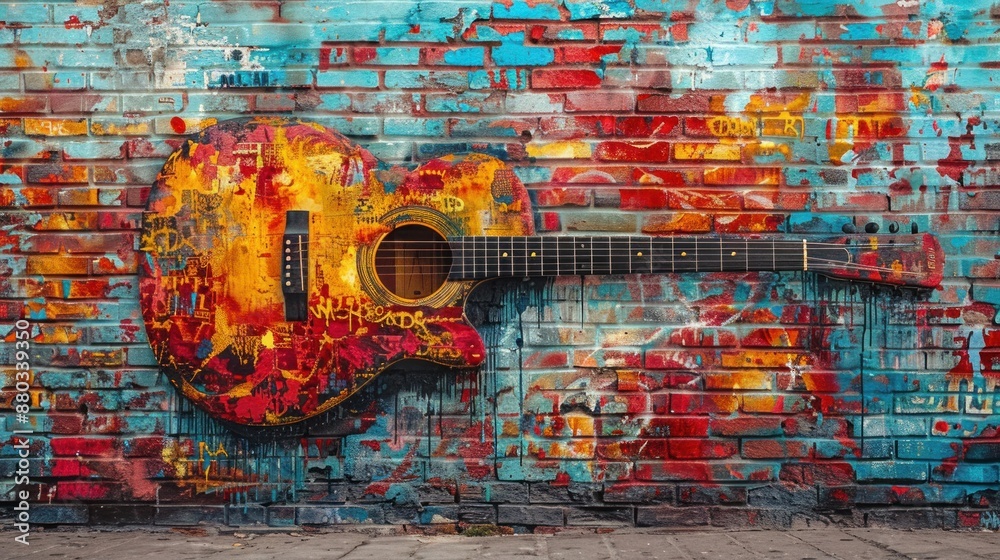 Obraz premium Acoustic Guitar Graffiti