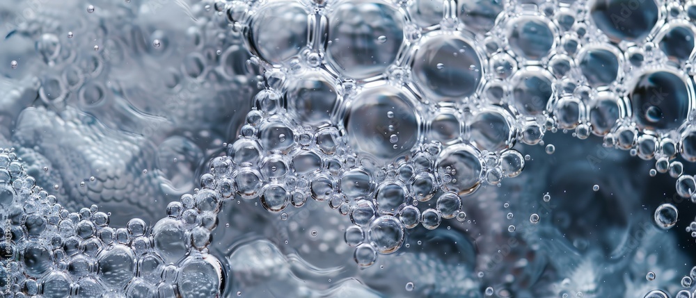 Panoramic close-up, high detail scan of bubbles in motion texture, Generative AI Panoramic close-up, high detail scan of bubbles in motion texture, Generative AI