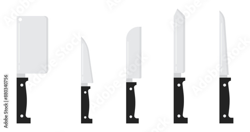 Set of knife kitchenware metal cook equipment illustration clipart