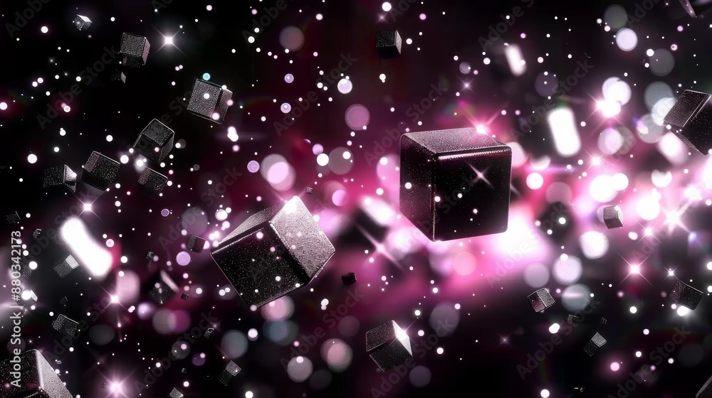 A sleek abstract design with a dark background and a scattered pattern of small A sleek abstract design with a dark background and a scattered pattern of small