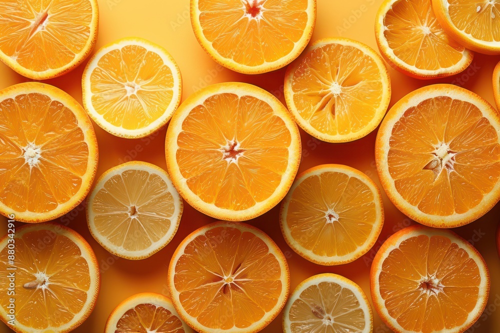 Citrus Fruit Pattern on a Yellow Background Citrus Fruit Pattern on a Yellow Background