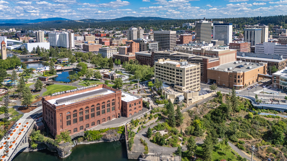 Fototapeta premium spokane downtown washington aerial view