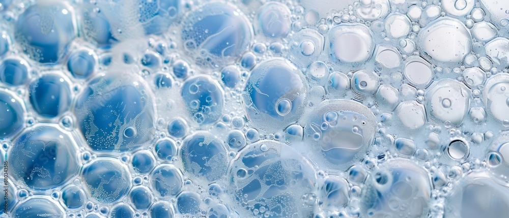 Panoramic close-up, high detail scan of delicate bubbles texture, Generative AI Panoramic close-up, high detail scan of delicate bubbles texture, Generative AI