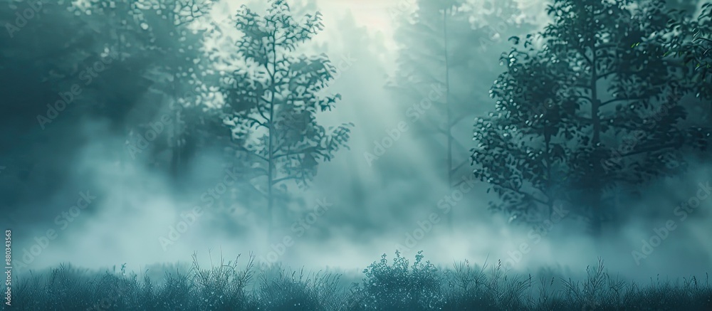 Blurry outdoor background with mist suitable for a copy space image
