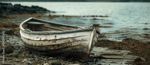 Abandoned small boat on sho...