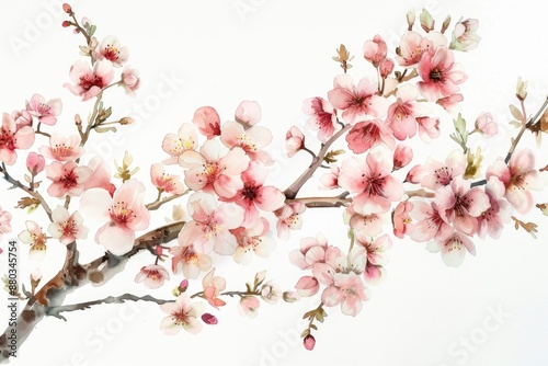Pink flowers blooming on a branch, illustration © Fotograf