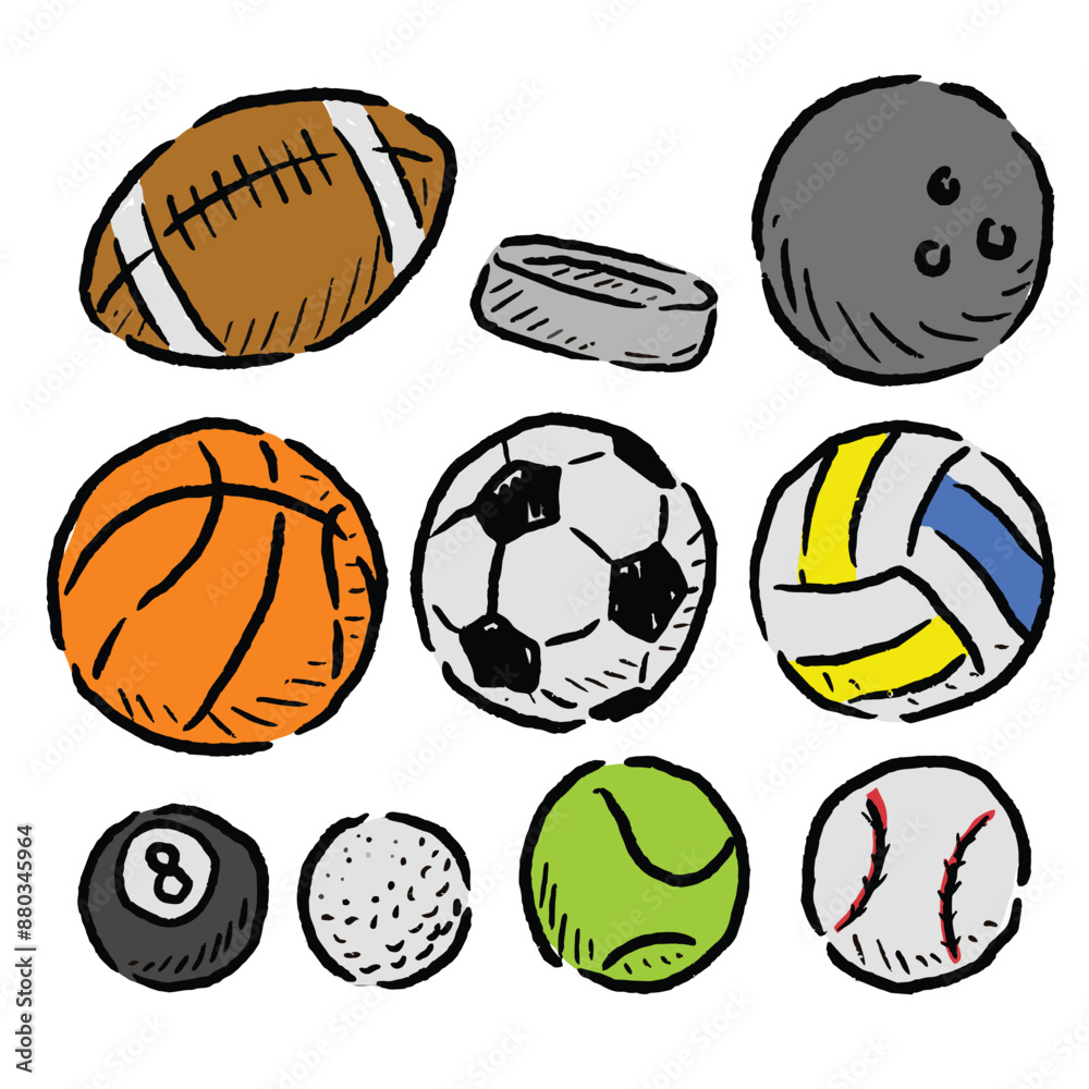 vector icons of various sports balls vector icons of various sports balls