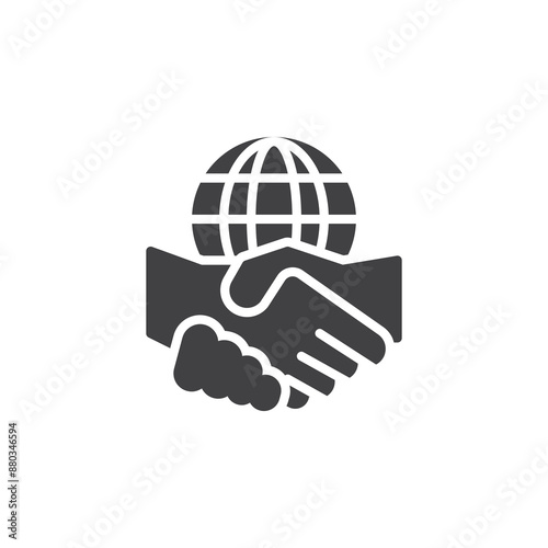 Two hands shaking with a peace symbol vector icon