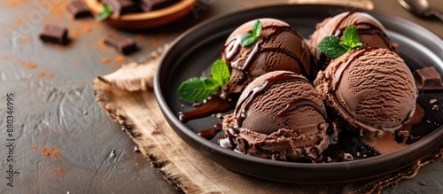 Chocolate ice cream with sy...