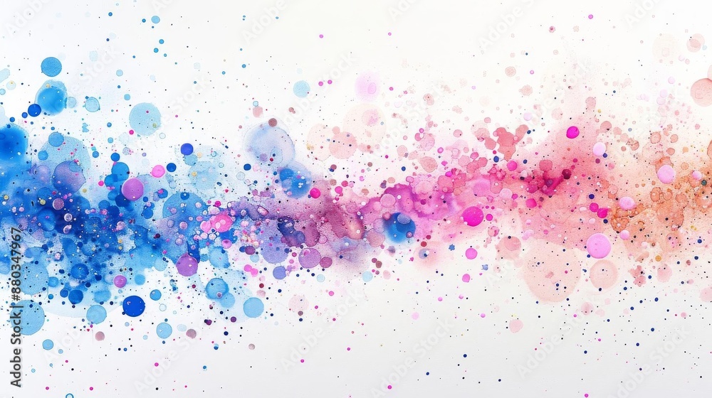 Obraz premium A modern abstract composition featuring a clean white background adorned with a pattern of multicolored dots The dots are in shades of pink