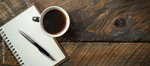 Office desk with coffee pen...