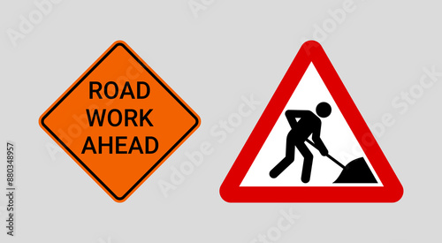 Road Work Ahead Sign Collection