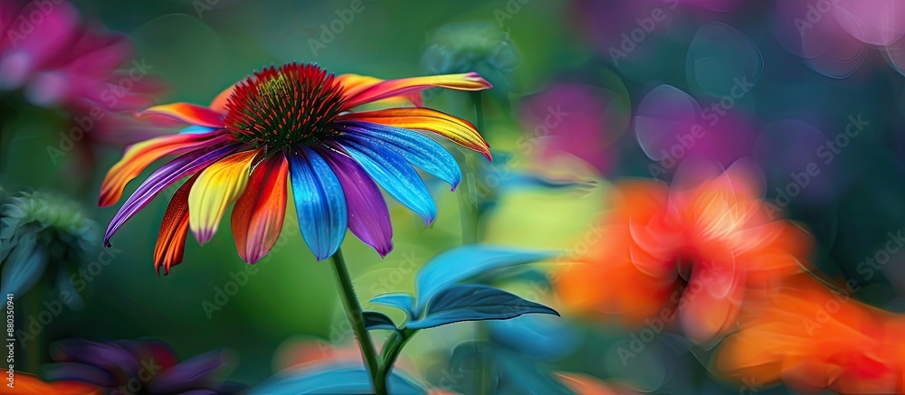 A vibrant flower in a garden with colorful petals and a delicate stem perfect for a copy space image A vibrant flower in a garden with colorful petals and a delicate stem perfect for a copy space image