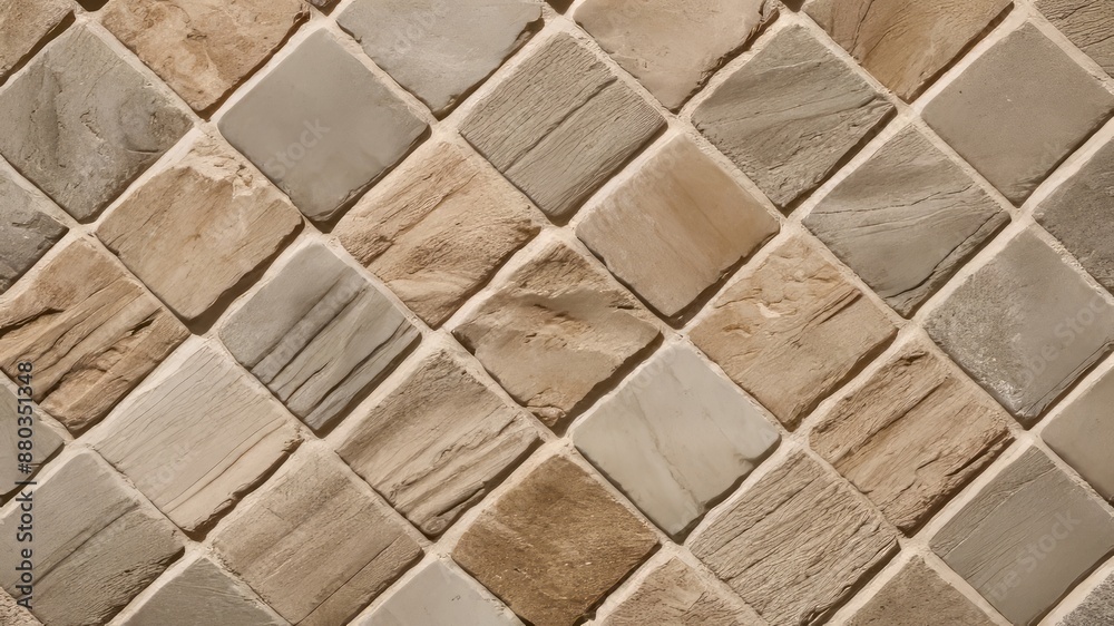 Fototapeta premium Seamless brown square tiles in a geometric pattern create a textured backdrop for floors, walls, and more