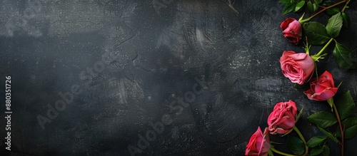 White isolated background with a flower decoration on a blackboard with ample copy space image © Ilgun