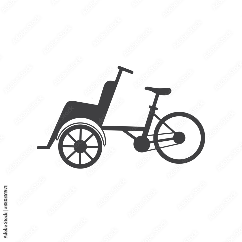 adaptive bicycle, disability bike, vector art. adaptive bicycle, disability bike, vector art.