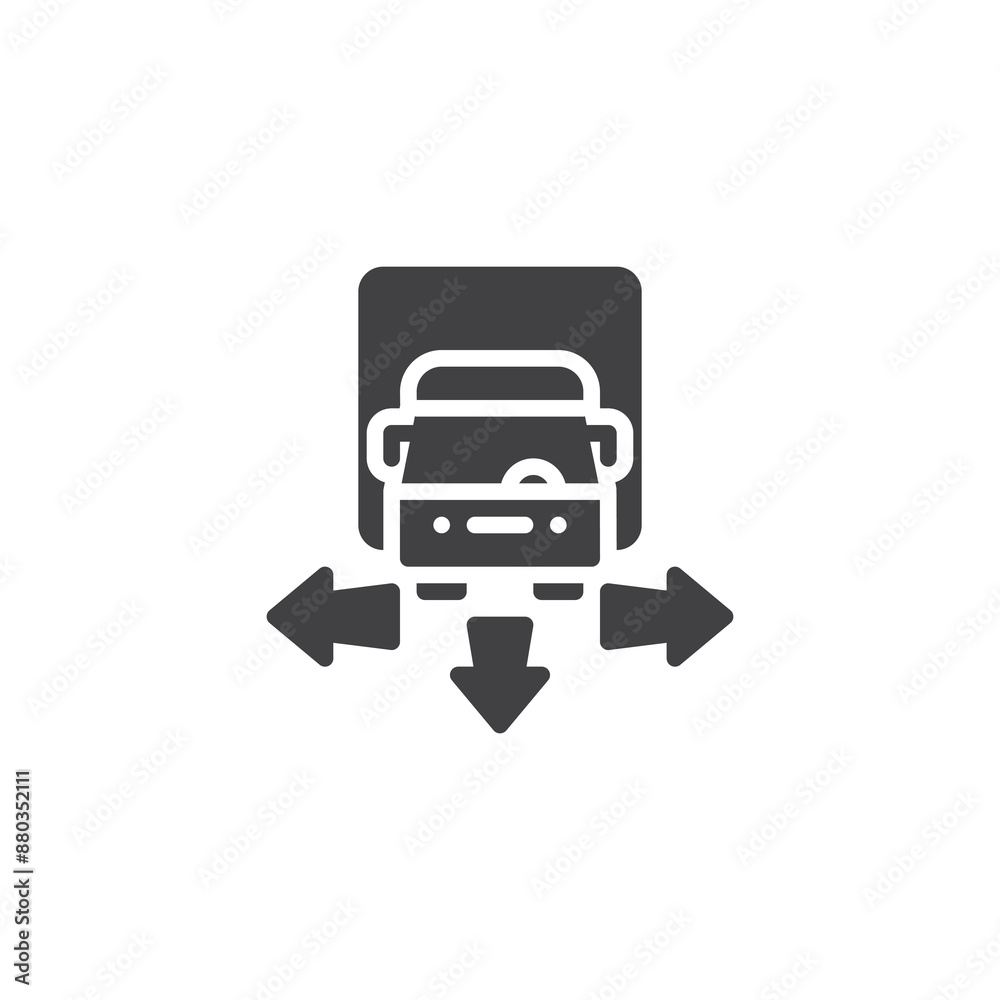 Delivery truck with arrows pointing in different directions vector icon Delivery truck with arrows pointing in different directions vector icon