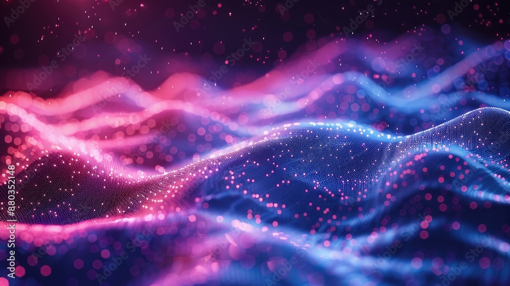 Abstract digital wave with colorful particles. Vibrant technology or data visualization background with fluid lines and dynamic effect. Abstract digital wave with colorful particles. Vibrant technology or data visualization background with fluid lines and dynamic effect.