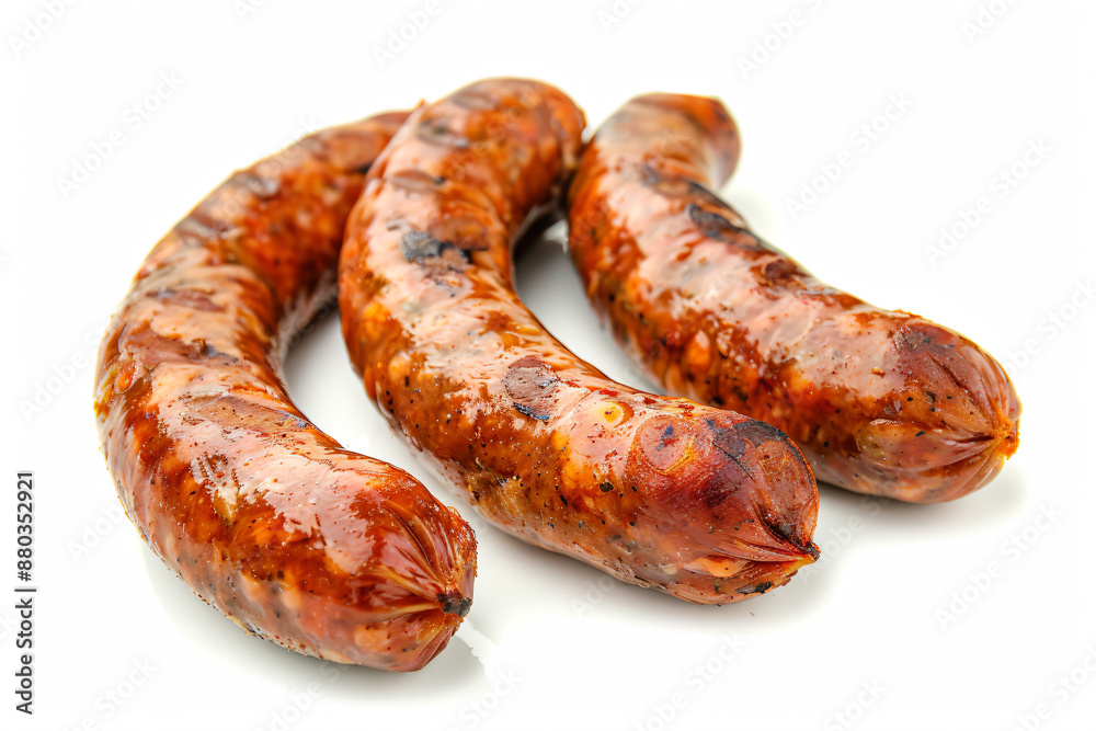 three sausages are sitting on a white surface three sausages are sitting on a white surface