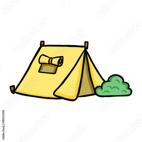 cute kawaii tent cartoon illustration