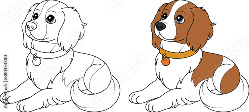 Cute Cavalier King Charles Spaniel Dog Coloring Page