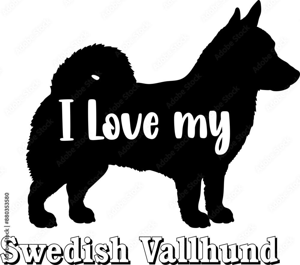 Swedish Vallhund I love my dog Dog silhouette dog breeds logo dog monogram vector Swedish Vallhund I love my dog Dog silhouette dog breeds logo dog monogram vector
