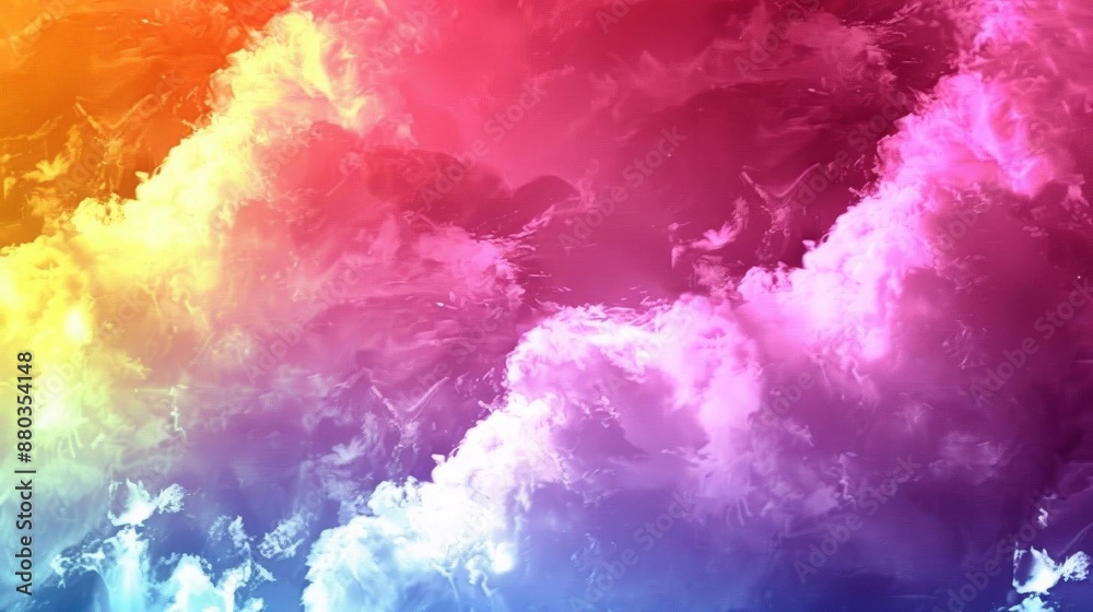 Obraz premium A soft and fluid abstract design with a harmonious gradient of pastel colors The image transitions gently from warm tones of yellow and pink to cool shades of blue and purple