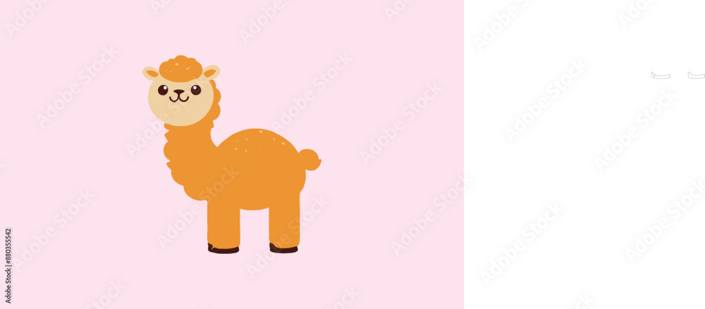 Fototapeta premium A flat cartoon illustration of a happy baby camel vector style Art